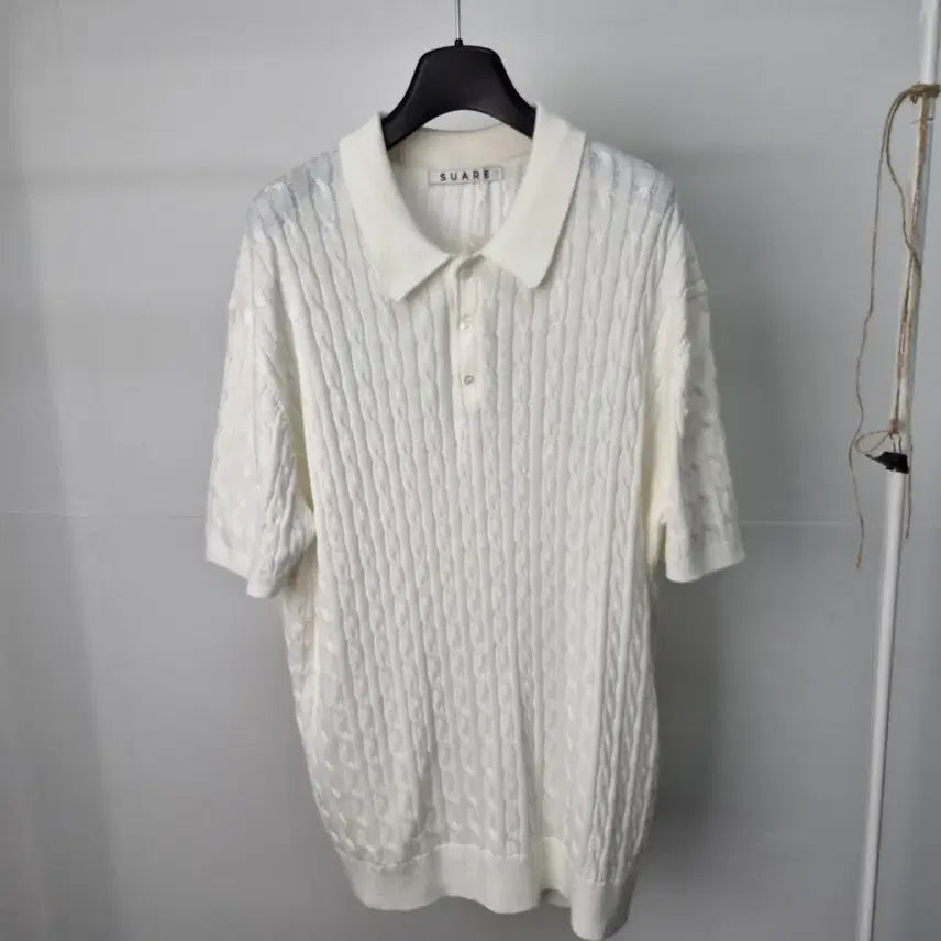 [BUNJANG] SUARE Cable Knit Short Sleeve Sweater / SUARE 수아레 케이블 반팔니트[미사용] 남성L 6G13