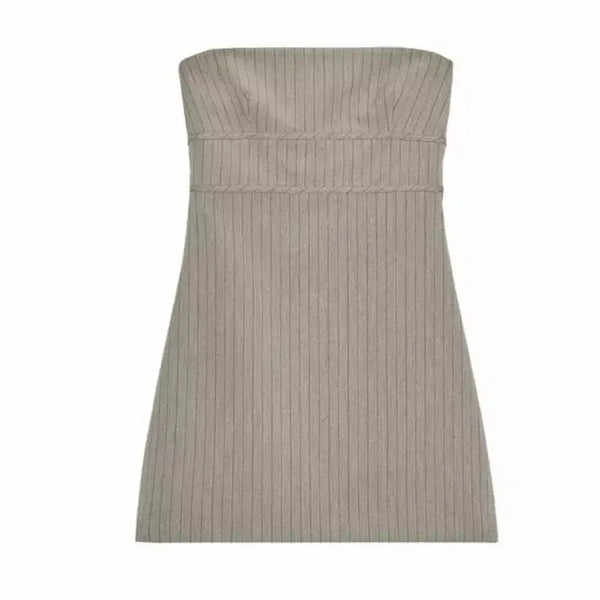[BUNJANG] Zara Striped Bustier Dress Beige XS / (새상품)자라 스트라이프 뷔스티에 원피스 베이지 XS