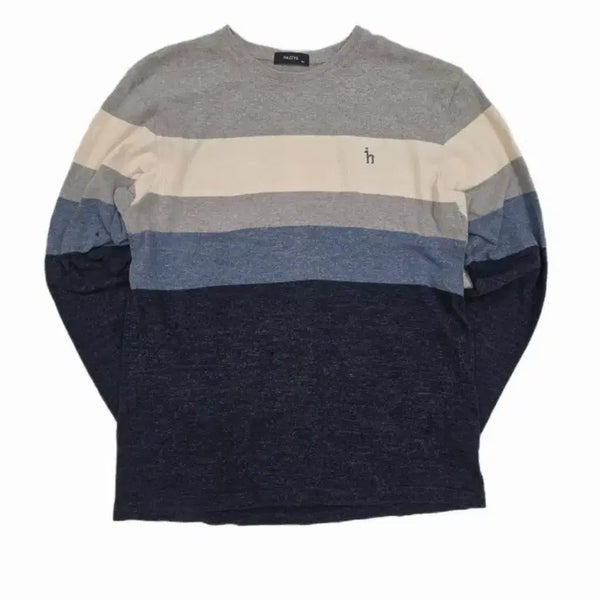 [BUNJANG] Hazzys Striped Colorblock Cotton Crewneck Sweater / [110] 헤지스 스트라이프 컬러블록 코튼 라운드넥 스웨터