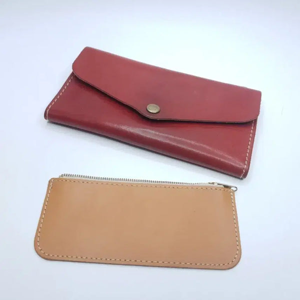 [BUNJANG] HATO HASI Genuine Leather Clutch Wallet with Phone Pouch - Red/Camel / HATO HASI 하토하시 통가죽 장지갑 핸드폰파우치 클러치지갑 B756