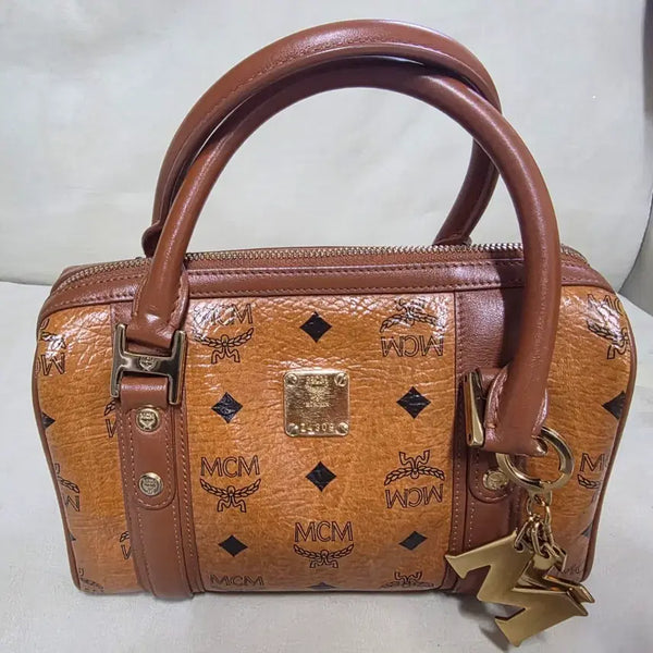 [BUNJANG] MCM Visetos Mini Boston Bag Brown / MCM 비세토스 미니보스턴백 브라운