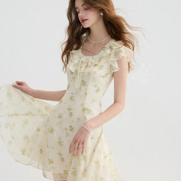 [BUNJANG] Sinsden Sunshine Ruffle Mini Dress Floral / (S) 신스덴 썬샤인 러플 미니원피스 플로럴 여름휴양지원피스