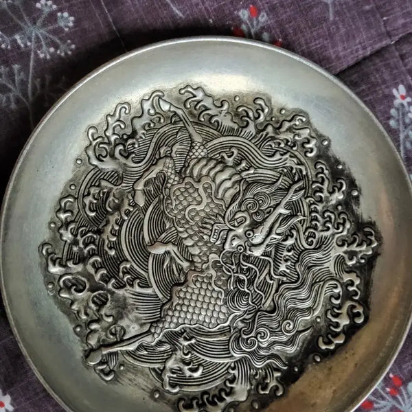 [BUNJANG] Brass Plate with Dragon Motif / 용 문양 백동  접시