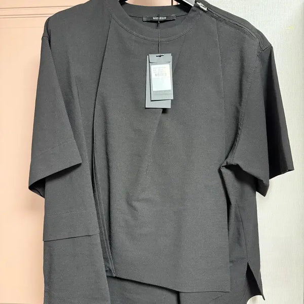 [BUNJANG] SONGZIO Asymmetric Drape T-Shirt Black Size 48 / [새제품] 송지오 컬렉션 드레이프 티셔츠 블랙 - 48