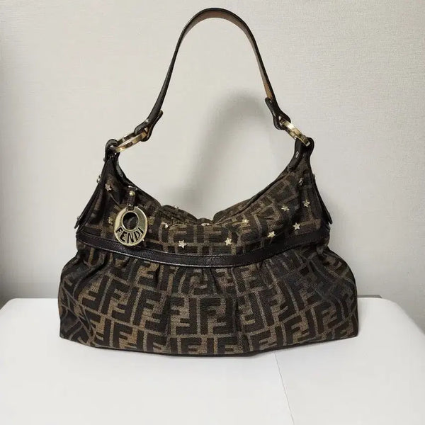 [BUNJANG] Fendi Zucchino Chef Medium Shoulder Bag with Star Embellishment / 펜디 별장식 주카 쉐프 숄더백
