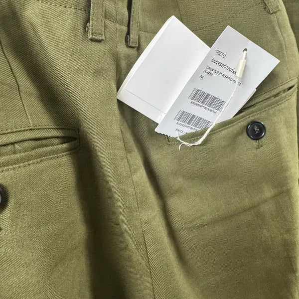 [BUNJANG] RECTO Linen Blend Pleated Pants (Khaki) / 렉토 LINEN BLEND PLEATED PANTS (KHAKI)
