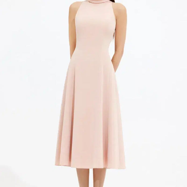 [BUNJANG] Abravo Silk Tie Halterneck Flare Dress / 아보아보 실크 타이 홀터넥 플레어드레스 셀프웨딩예식원피스