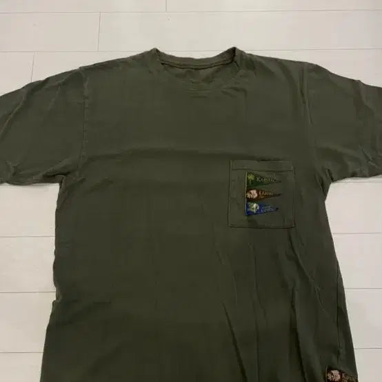 [BUNJANG] Kapital Khaki Flag Short Sleeve T-Shirt / 캐피탈 플래그 카키 반팔