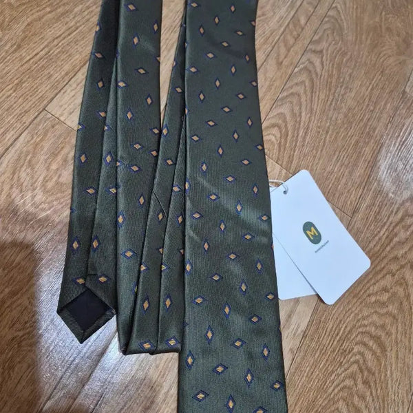 [BUNJANG] Mannergram Olive Green Diamond Pattern Necktie / [새상품] 매너그램(MANNERGRAM) 올리브 그린 다이아몬드 패턴 넥