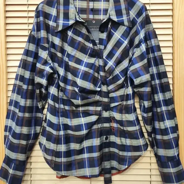 [BUNJANG] EGOIST Shirring Check Shirt Blouse / (새상품)에고이스트 체크셔링 셔츠블라우스