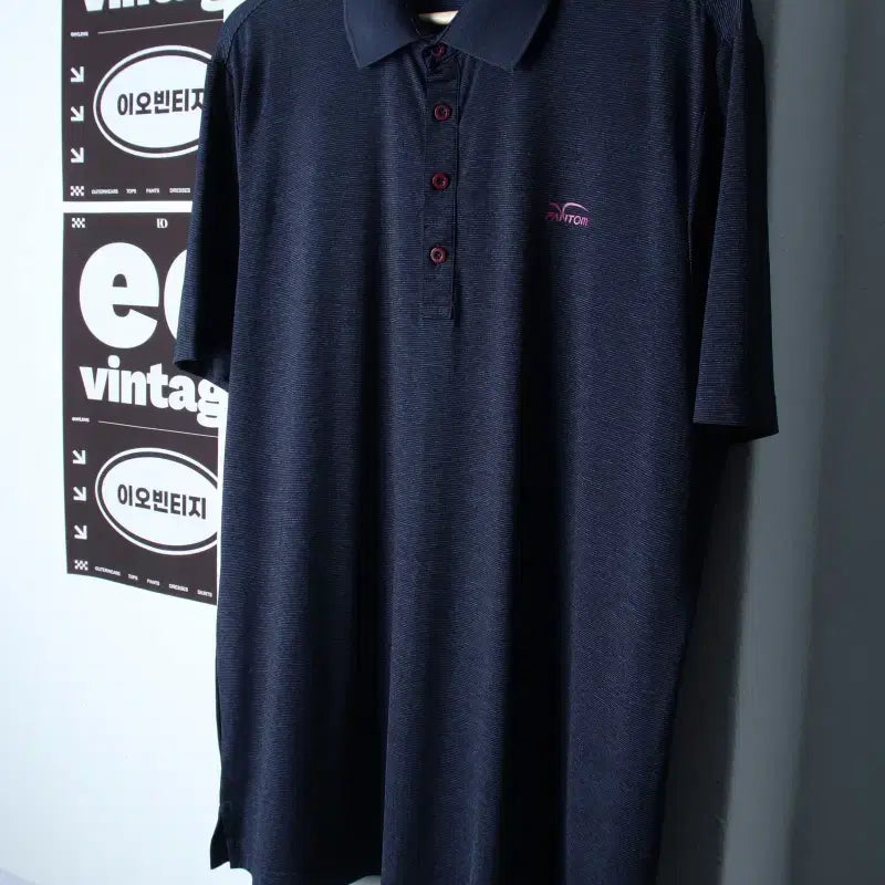 [BUNJANG] Phantom Short-Sleeve Collar T-Shirt Big Size Functional Golf Navy-H3516 / (2XL) 팬텀 반팔 카라 티셔츠 빅사이즈 기능성 골프 네이비-H3516