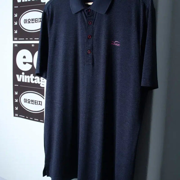 [BUNJANG] Phantom Short-Sleeve Collar T-Shirt Big Size Functional Golf Navy-H3516 / (2XL) 팬텀 반팔 카라 티셔츠 빅사이즈 기능성 골프 네이비-H3516