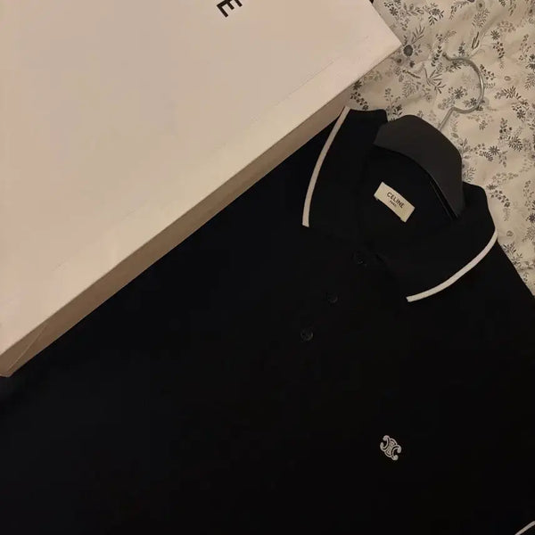 [BUNJANG] Celine Triomphe Logo Short Sleeve Polo Shirt Black / 셀린느 트리옹프 로고 반팔 카라티 블랙