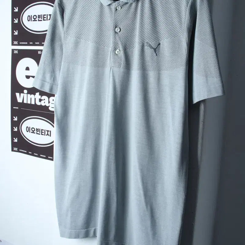 [BUNJANG] Puma Big Size Performance Short Sleeve Polo T-Shirt - Grey H35177 / (L-2XL) 퓨마 반팔 카라 티셔츠 빅사이즈 기능성 그레이-H35177