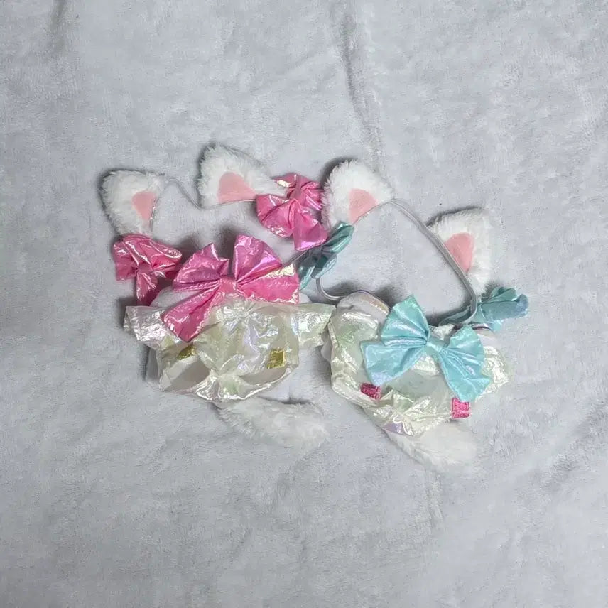 [BUNJANG] 10cm Plush Doll Clothes Twin Look Set (Marine Cat Candy Pink + Candy Blue) / 무속성 10cm 솜인형옷장 마린냥 10깅 트윈룩 솜깅옷 원가이하 떨옷