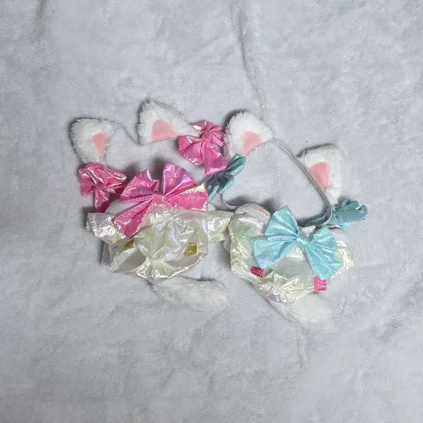 [BUNJANG] 10cm Plush Doll Clothes Twin Look Set (Marine Cat Candy Pink + Candy Blue) / 무속성 10cm 솜인형옷장 마린냥 10깅 트윈룩 솜깅옷 원가이하 떨옷