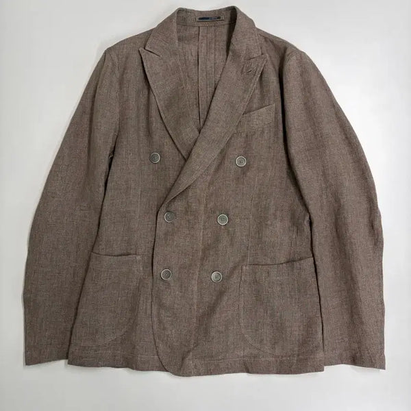 [BUNJANG] Lardini Linen Double-Button Jacket / [정품] 라르디니 린넨 더블 버튼 브라운 자켓