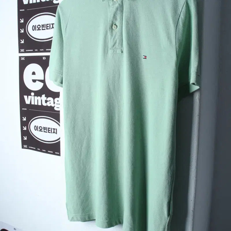 [BUNJANG] Tommy Hilfiger Short Sleeve Polo Shirt Small Logo Light Green / (M-L) 타미힐피거 반팔 카라 티셔츠 스몰로고 연그린-H35181