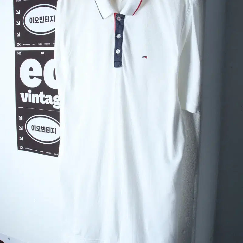 [BUNJANG] Tommy Hilfiger Oversized Collar T-Shirt White / (M-XL) 타미힐피거 반팔 카라 티셔츠 오버핏 화이트-H35184