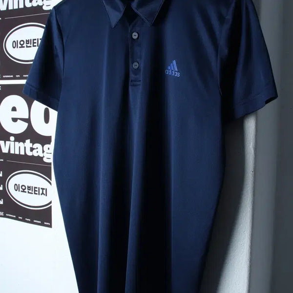 [BUNJANG] Adidas Short-Sleeve Collar T-Shirt Navy (Size XL) / (XL) 아디다스 반팔 카라 티셔츠 기능성 스몰로고 네이비-H35185