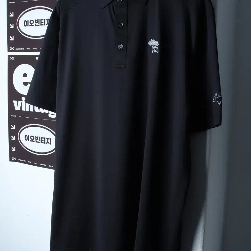 [BUNJANG] Callaway Men's Short Sleeve Collar Golf Performance T-Shirt Black / (L-2XL) 캘러웨이 반팔 카라 티셔츠 골프 기능성 블랙-H35186