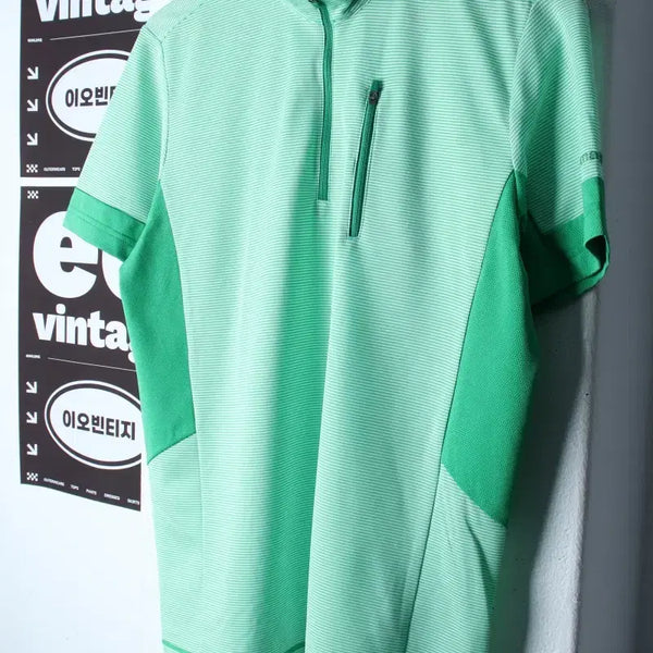 [BUNJANG] Lafuma Short Sleeve Collar T-Shirt Half Zip Functional Green / (M-L) 라퓨마 반팔 카라 티셔츠 반집업 기능성 그린-H35191