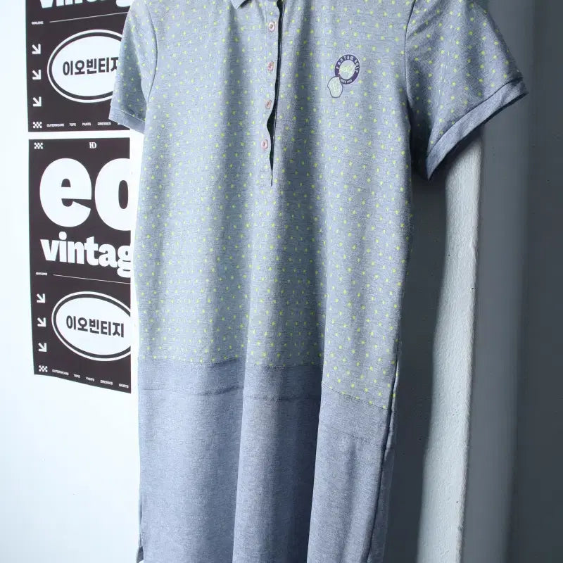 [BUNJANG] W(XL) Golf Performance Short-Sleeve Polo T-Shirt - Dot Grey (H3519) / W(XL) 팬텀 반팔 카라 티셔츠 골프 기능성 도트 그레이 롱-H3519