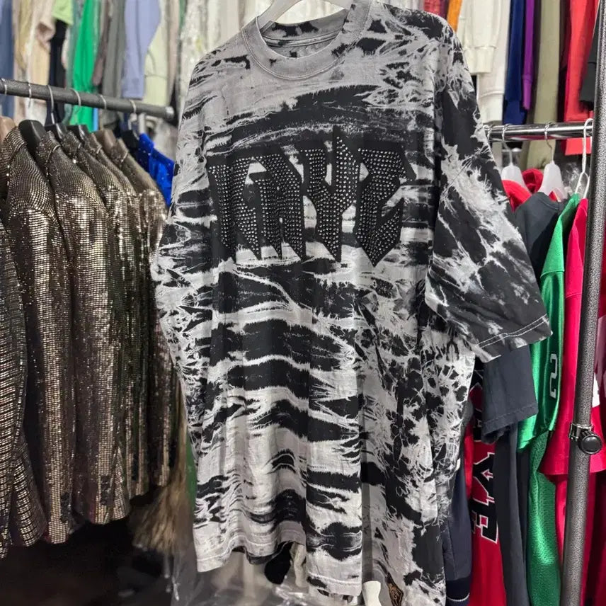 [BUNJANG] KAPE Tie-Dye Cubic Embellished Short-Sleeve T-Shirt 2XL / KAPE 반소매 티셔츠 2XL