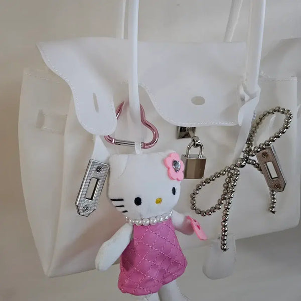[BUNJANG] White Mini Jelly Bag Set with Kitty Charm / 새상품)화이트 미니 젤리백 키티키링포함 셋트판매 새거
