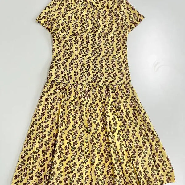 [BUNJANG] Kenzo Leaf Pattern Yellow Two-Piece Set / [정품] 겐조 나뭇잎 패턴 옐로우 투피스