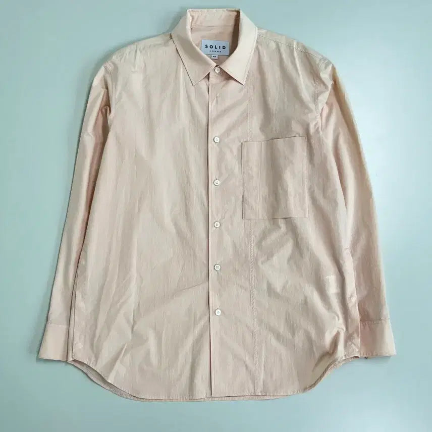 [BUNJANG] Solid Homme Back Neck Logo Shirt Pastel Pink / [정품] 솔리드옴므  백 넥 로고 셔츠 파스텔핑크