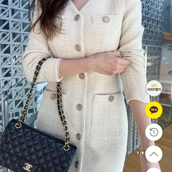 [BUNJANG] Aknyo Diary Chloe Tweed Dress (Beige, M) / 악녀일기 트위드원피스/악녀일기 끌로에원피스(m)
