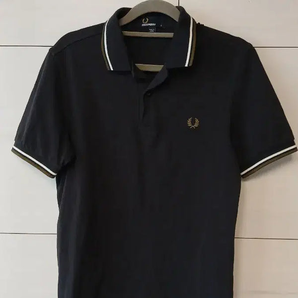 [BUNJANG] Fred Perry Black Short Sleeve Polo Shirt Size S / 롯데백화점 정품 프레드페리 블랙 반팔 카라티 넥라인 배색S사이즈