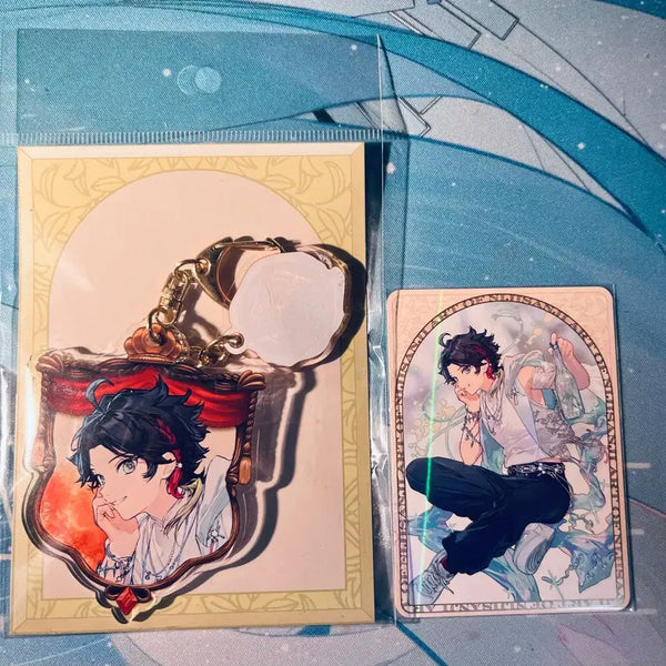 [BUNJANG] Nijisanji Saegusa Akina Art of Acrylic Keyring & Card Bundle Set / [일괄] 니지산지 사에구사 아키나 아트오브 아크릴 키링 카드