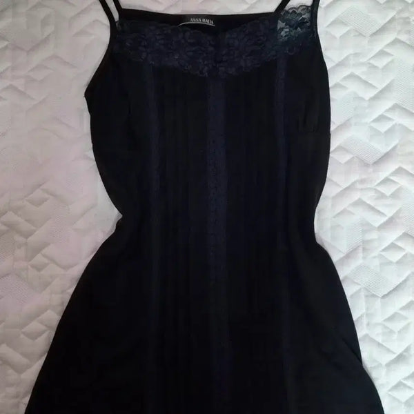 [BUNJANG] Vintage Black Lace Camisole Tank Top / 빈티지 블랙 검정 레이스 나시 슬리브리스