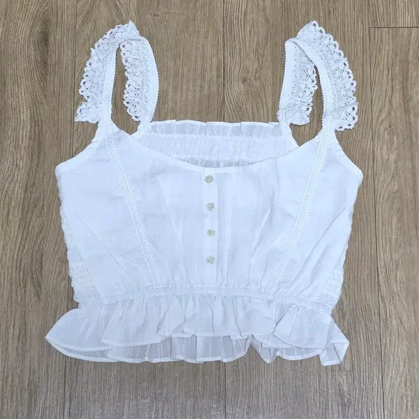 [BUNJANG] Vintage White Lace Crop Top / 빈티지 화이트 레이스 크롭탑 (실물이 더 예뻐요)