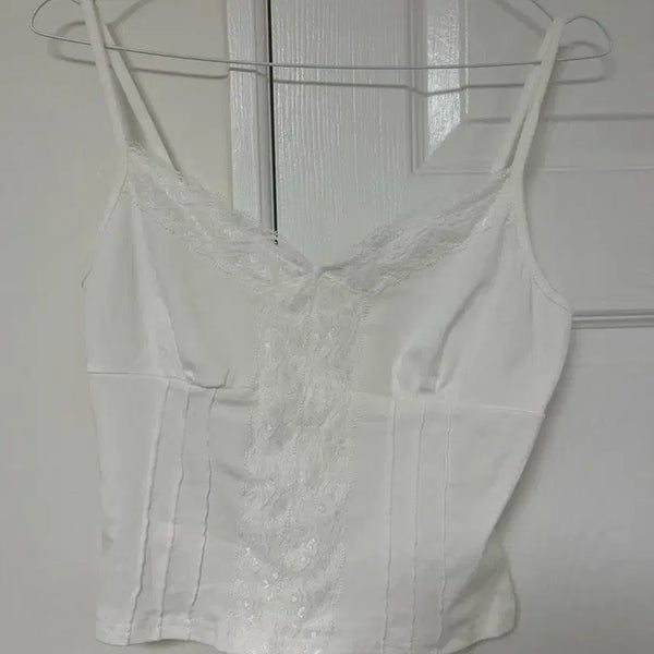 [BUNJANG] White Lace Camisole Top / (새상품) 화이트 레이스 나시