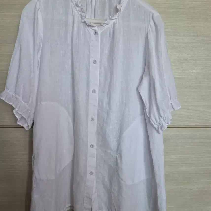 [BUNJANG] Natural Linen White Frill Blouse / 내추럴 린넨 화이트 프릴 블라우스