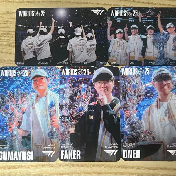 [BUNJANG] T1 Worlds 2025 Photocard Full Set + T1 Soop Booth Photocard / MSI  T1 티원 월즈 우승 포토카드 풀세트+ T1 soop부스 포카