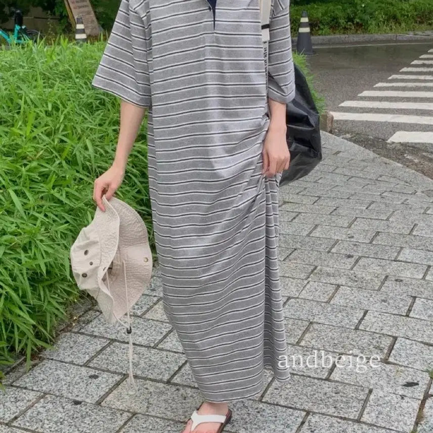 [BUNJANG] Libre Long Dress Gray / 리브레 롱원피스 그레이