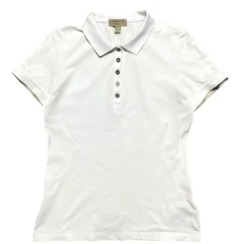 [BUNJANG] Burberry Women's Short Sleeve Polo Shirt with Contrast Trim / 버버리 소매 배색 포인트 여성 반팔 카라티
