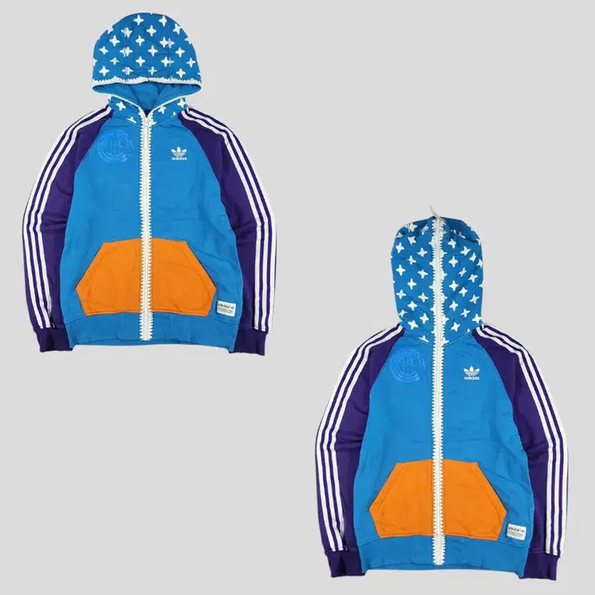 [BUNJANG] Adidas JP Trefoil Logo Star Pattern Raglan Vintage Sweatshirt / 아디다스 JP 블루 멀티컬러 배색 트레포일 로고 스타패턴 레글런 올드스쿨