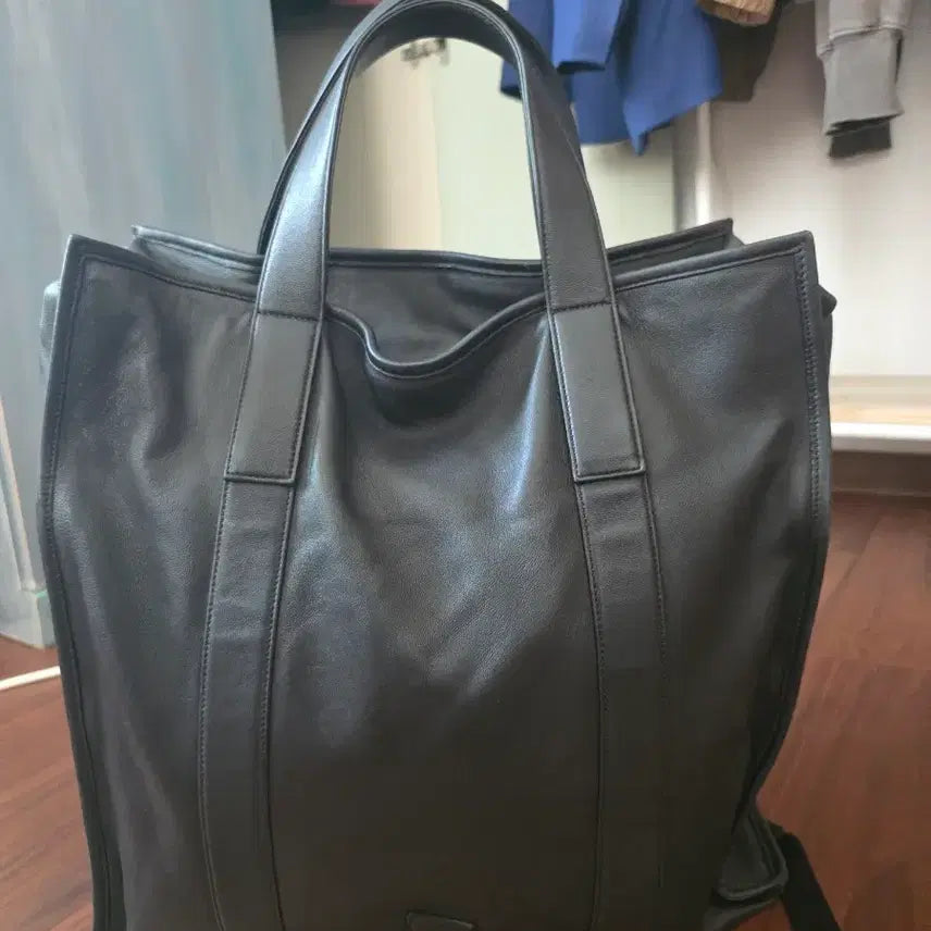 [BUNJANG] Solid Homme Leather Two-Way Boston Tote Shoulder Backpack Bag / 솔리드옴므 / 레더 투웨이 보스턴  토드 숄더 백팩 / free