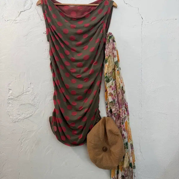[BUNJANG] Brown Polka Dot Midi Dress / 브라운 도트 원피스