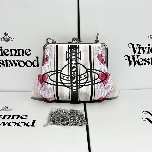 [BUNJANG] Vivienne Westwood Heart Jacquard Embroidered Granny Frame Purse Bag Multicolor / 비비안웨스트우드 하트 자카드 자수 그래니 프레임 퍼스 백 멀티컬러