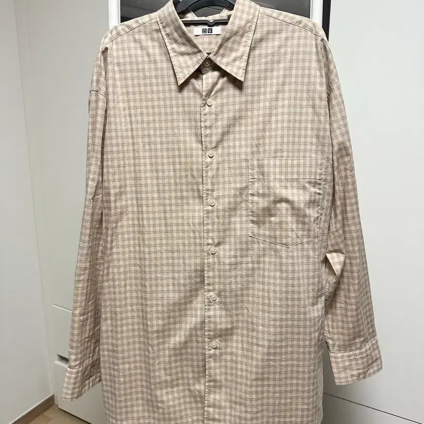 [BUNJANG] Uniqlo Checkered Shirt Beige Men's / 유니클로 체크 남방 베이지 남성용