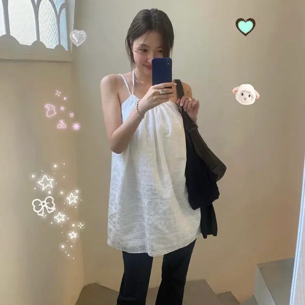 [BUNJANG] TANATT Punching Halterneck Dress (Ivory) / 타낫 펀칭 홀터넥 원피스(아이보리)