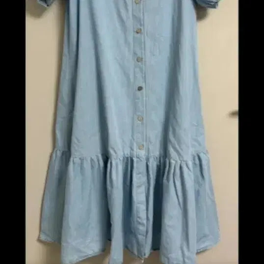 [BUNJANG] Lightweight Denim Frill Long Dress / 새상품 얇은데님프릴롱원피스