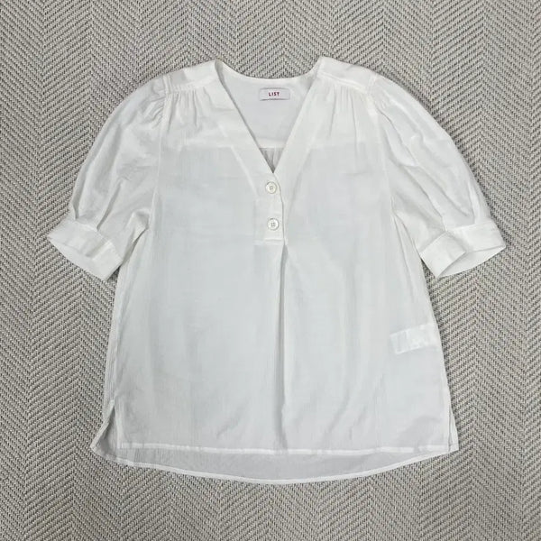 [BUNJANG] LIST Women's Ivory Puff Short-Sleeve Blouse / LIST 리스트 여성 55 아이보리 퍼프 반팔 블라우스