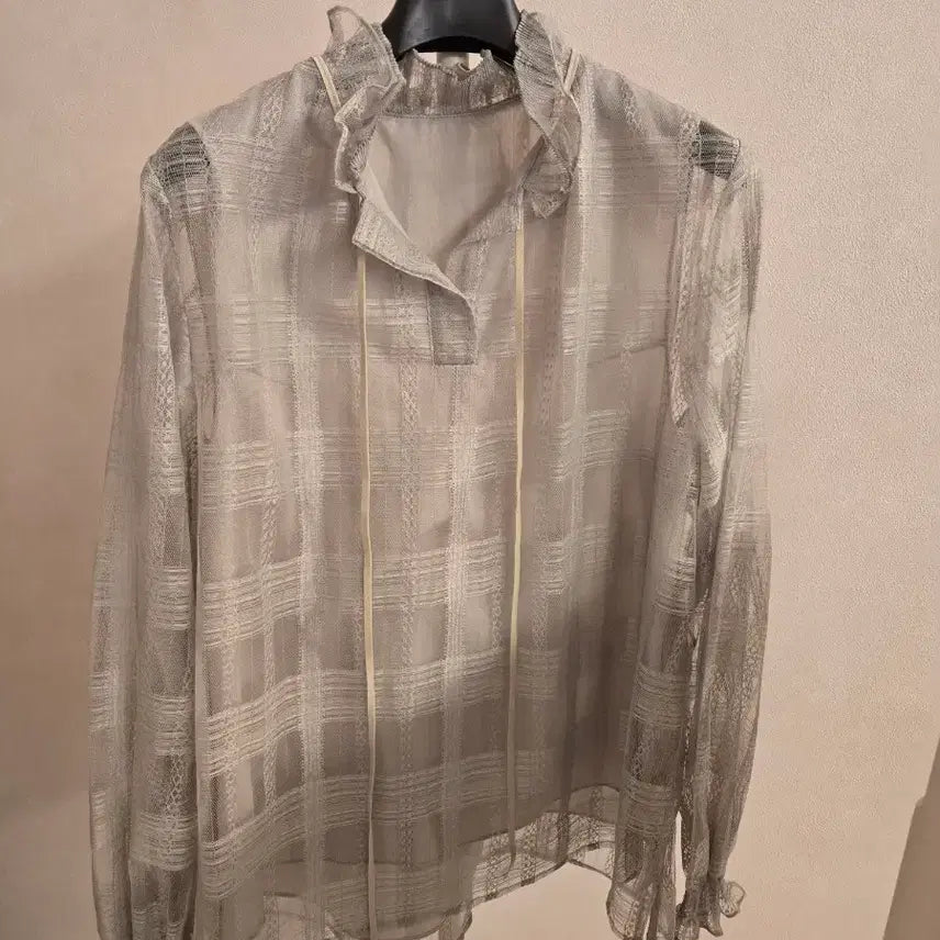 [BUNJANG] SJSJ Lace Check Blouse / 한섬 sj 레이스 체크 블라우스